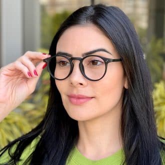 safine com br oculos de grau feminino redondo preto fosco raissa
