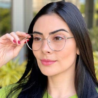 safine com br oculos de grau hexagonal prata e cinza rebeca