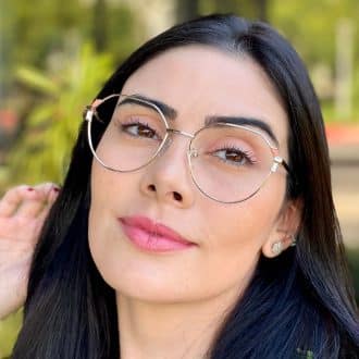 safine com br oculos de grau hexagonal prata e laranja rebeca 1