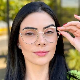 safine com br oculos de grau hexagonal prata e laranja rebeca 3