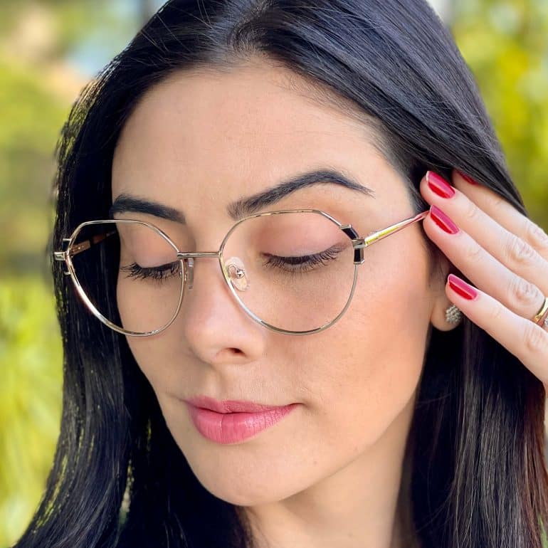 safine com br oculos de grau hexagonal prata e preto rebeca 2