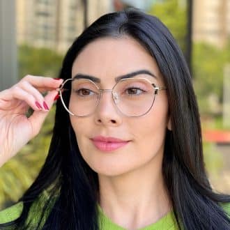 safine com br oculos de grau hexagonal prata e preto rebeca