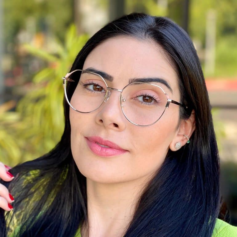 safine com br oculos de grau hexagonal prata e rosa rebeca 1