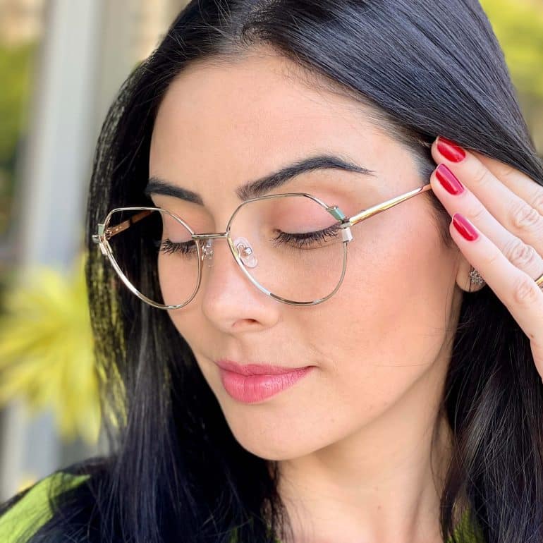 safine com br oculos de grau hexagonal prata e verde rebeca 2