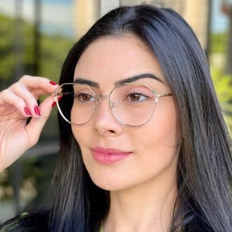 safine com br oculos de grau hexagonal prata e verde rebeca