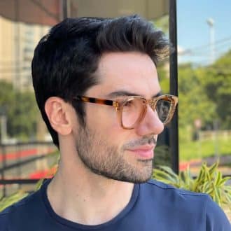 safine com br oculos de grau masculino quadrado marrom transparente leandro 2