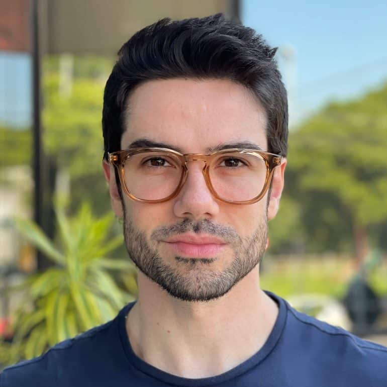 safine com br oculos de grau masculino quadrado marrom transparente leandro