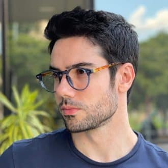 safine com br oculos de grau masculino redondo azul lennon 4