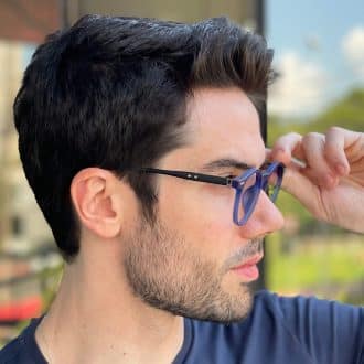safine com br oculos de grau masculino redondo azul luiz 3