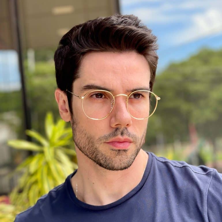 safine com br oculos de grau masculino redondo dourado arthur 1