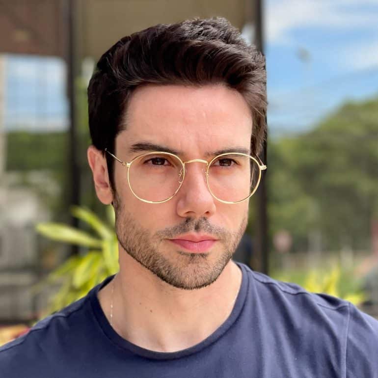 safine com br oculos de grau masculino redondo dourado arthur 2