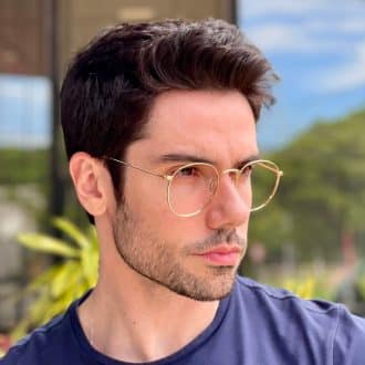 safine com br oculos de grau masculino redondo dourado arthur 3