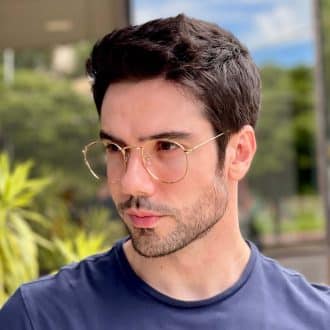 safine com br oculos de grau masculino redondo dourado arthur 4