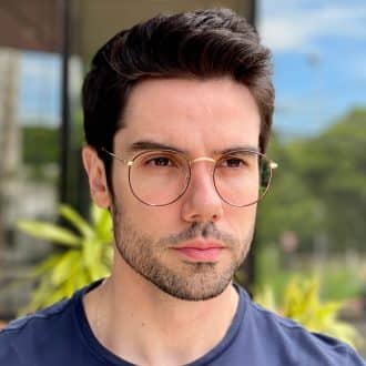 safine com br oculos de grau masculino redondo marrom e dourado arthur 1