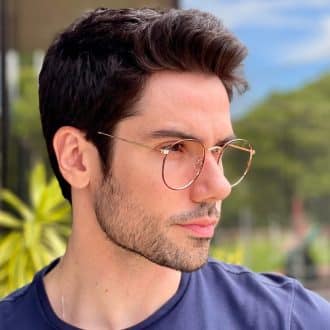 safine com br oculos de grau masculino redondo marrom e dourado arthur 2