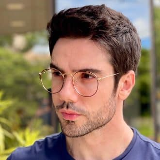 safine com br oculos de grau masculino redondo marrom e dourado arthur 3