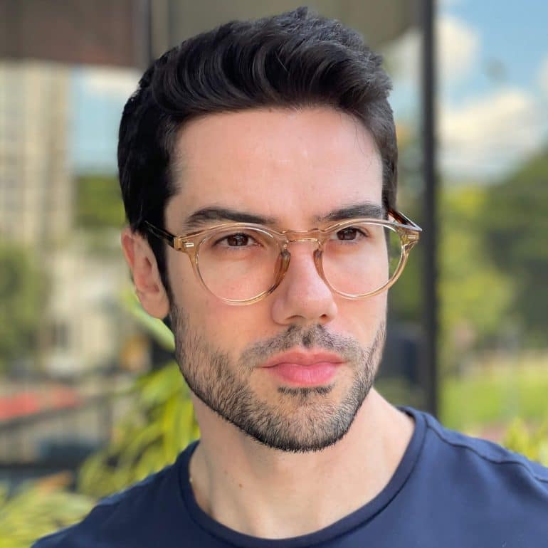 safine com br oculos de grau masculino redondo marrom transparente lennon 1