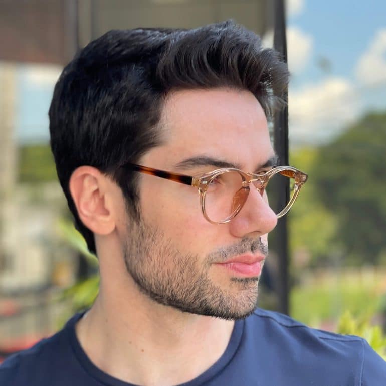 safine com br oculos de grau masculino redondo marrom transparente lennon 2