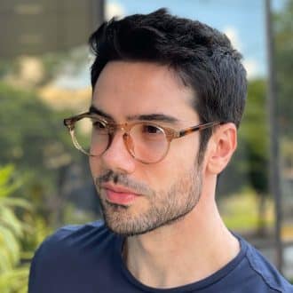 safine com br oculos de grau masculino redondo marrom transparente lennon 3