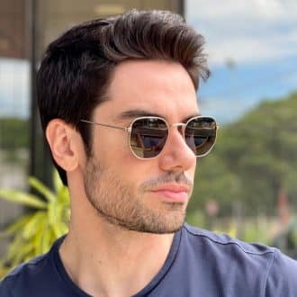 safine com br oculos de sol masculino hexagonal preto e prata olavo 2