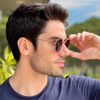 safine com br oculos de sol masculino hexagonal preto e prata olavo 3