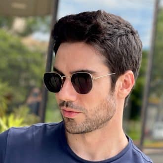 safine com br oculos de sol masculino hexagonal preto e prata olavo 4