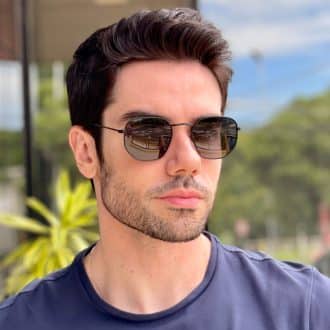 safine com br oculos de sol masculino hexagonal preto olavo