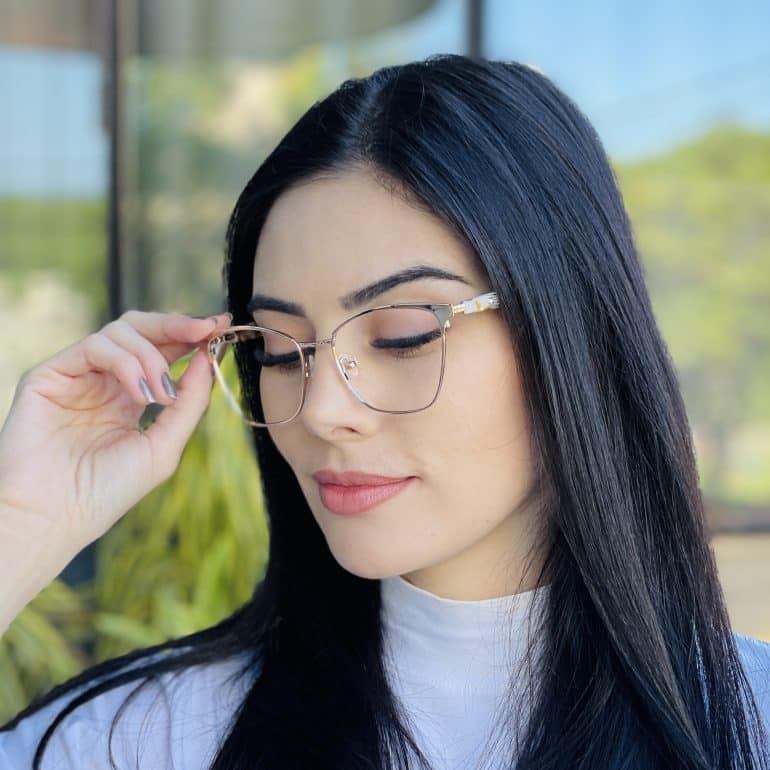 safine com br oculos de grau feminino gatinho dourado lena 3