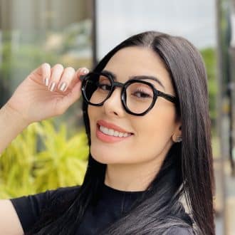 safine com br oculos de grau feminino hexagonal preto mari