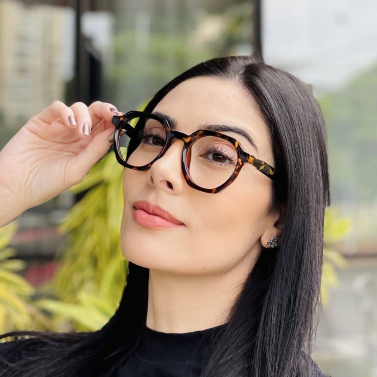 safine com br oculos de grau feminino hexagonal tartaruga mari 4