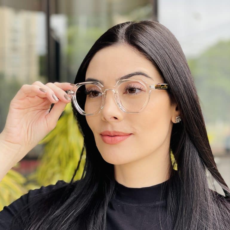 safine com br oculos de grau feminino hexagonal transparente mari 5