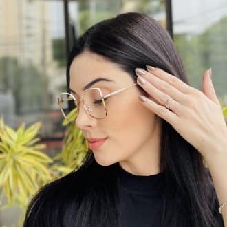safine com br oculos de grau feminino quadrado branco e dourado yasmim 5