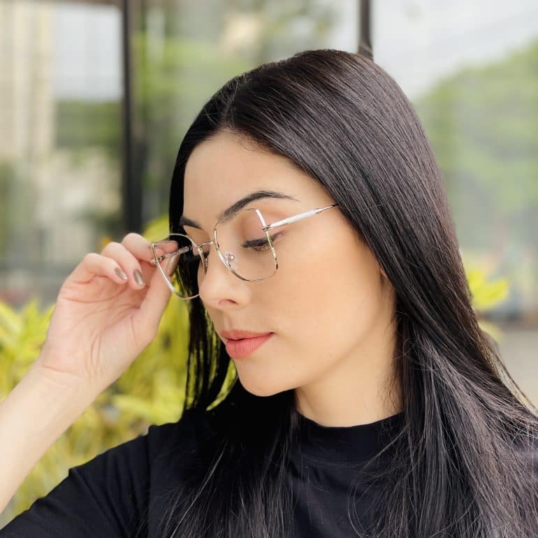 safine com br oculos de grau feminino quadrado prata yasmim 2