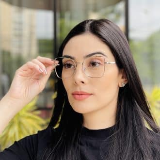 safine com br oculos de grau feminino quadrado prata yasmim 3