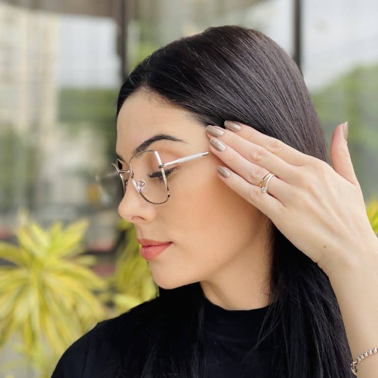 safine com br oculos de grau feminino quadrado prata yasmim 4