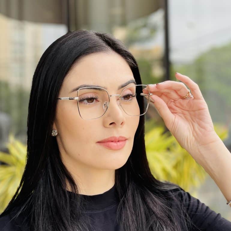 safine com br oculos de grau feminino quadrado prata yasmim 5