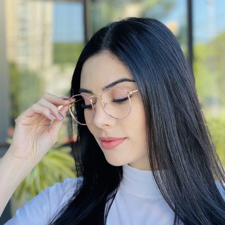 safine com br oculos de grau feminino redondo rosa drica 4