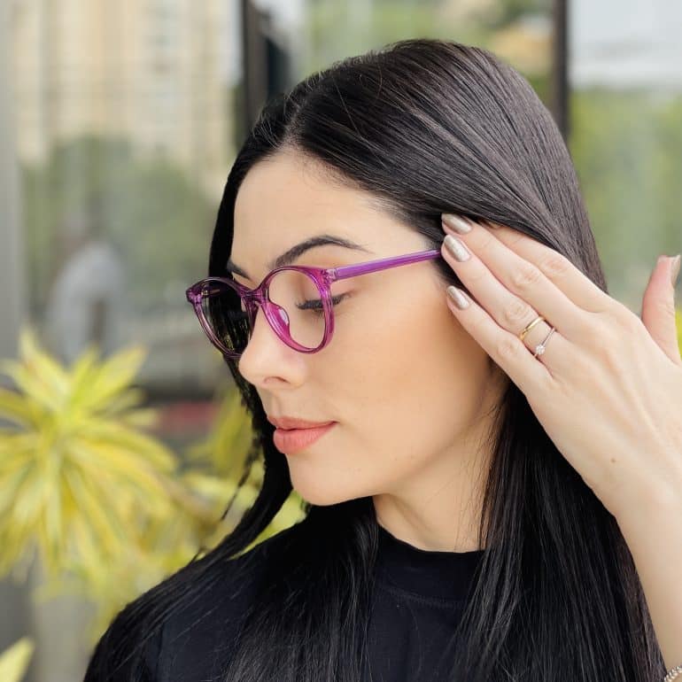 safine com br oculos de grau feminino redondo roxo luma 1