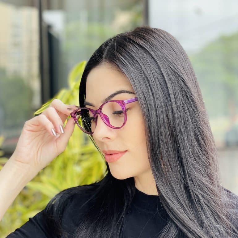 safine com br oculos de grau feminino redondo roxo luma 3