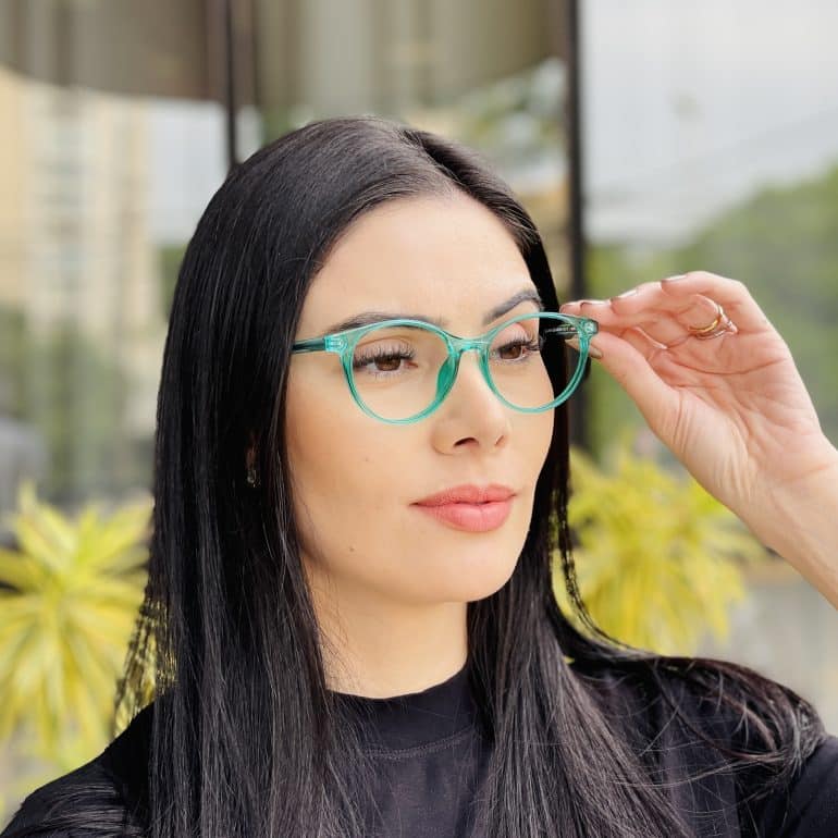 safine com br oculos de grau feminino redondo verde luma 4