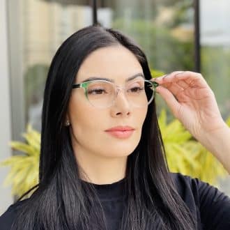 safine com br oculos de grau feminino redondo verde transparente luma 3