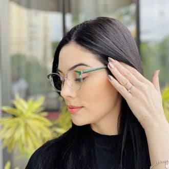safine com br oculos de grau feminino redondo verde transparente luma 4