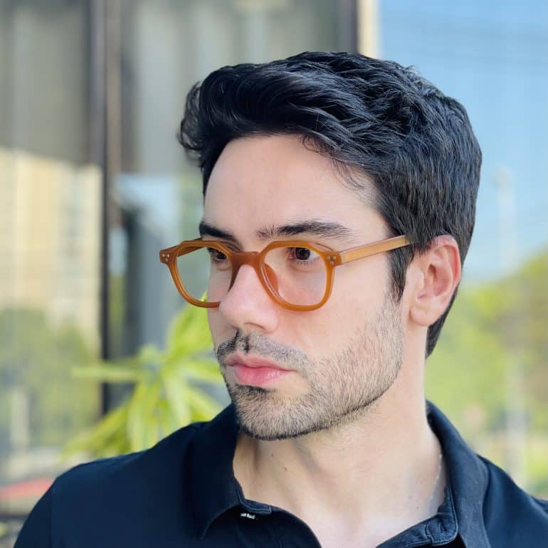 safine com br oculos de grau masculino hexagonal caramelo liam 3