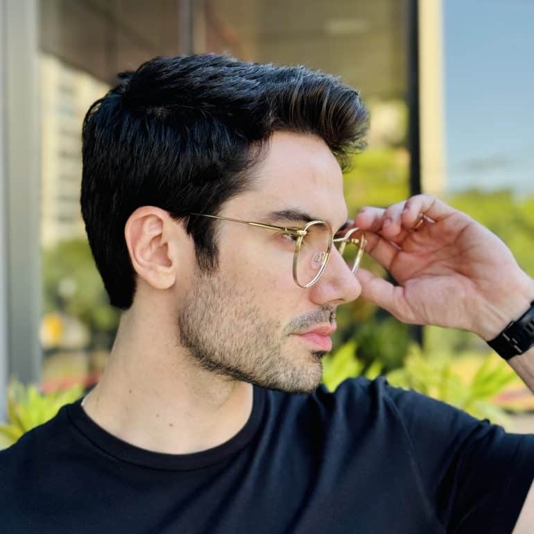 safine com br oculos de grau masculino redondo dourado fabio 2
