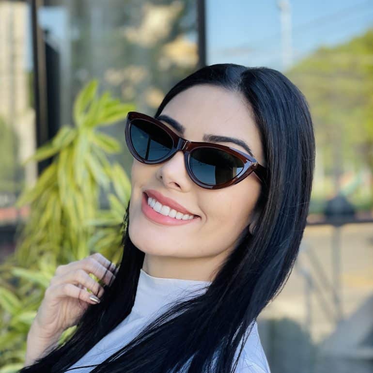 safine com br oculos de sol feminino gatinho marrom analu
