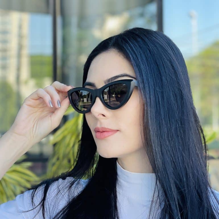 safine com br oculos de sol feminino gatinho preto fosco analu 4