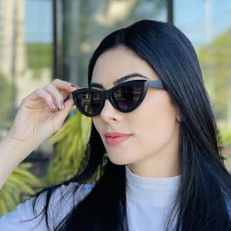 safine com br oculos de sol feminino gatinho preto fosco analu 5