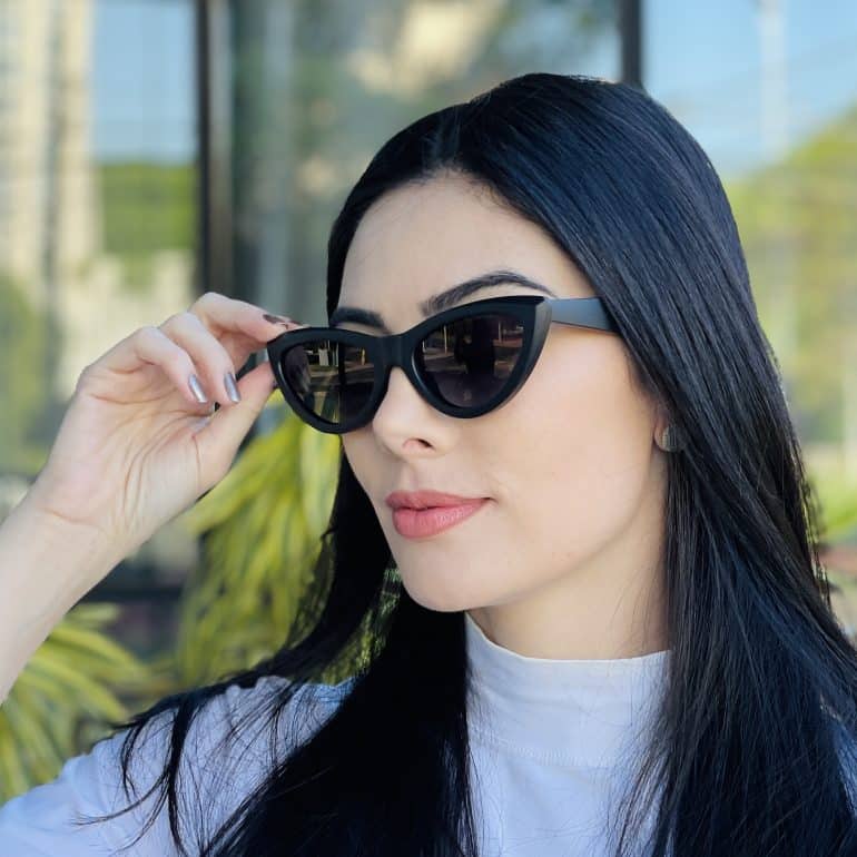 safine com br oculos de sol feminino gatinho preto fosco analu 5