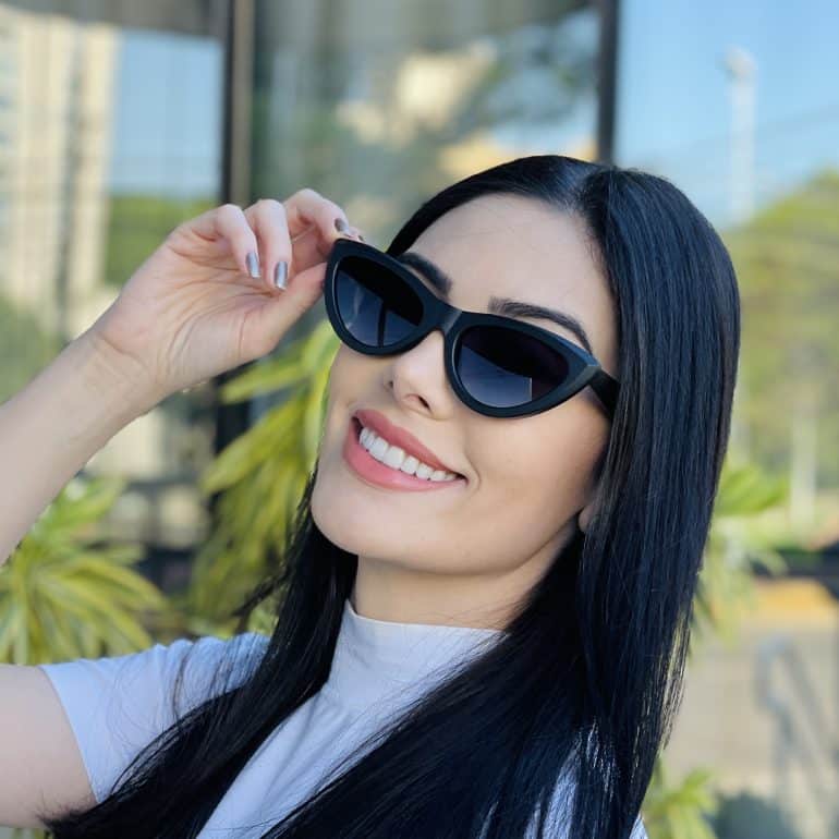 safine com br oculos de sol feminino gatinho preto fosco analu