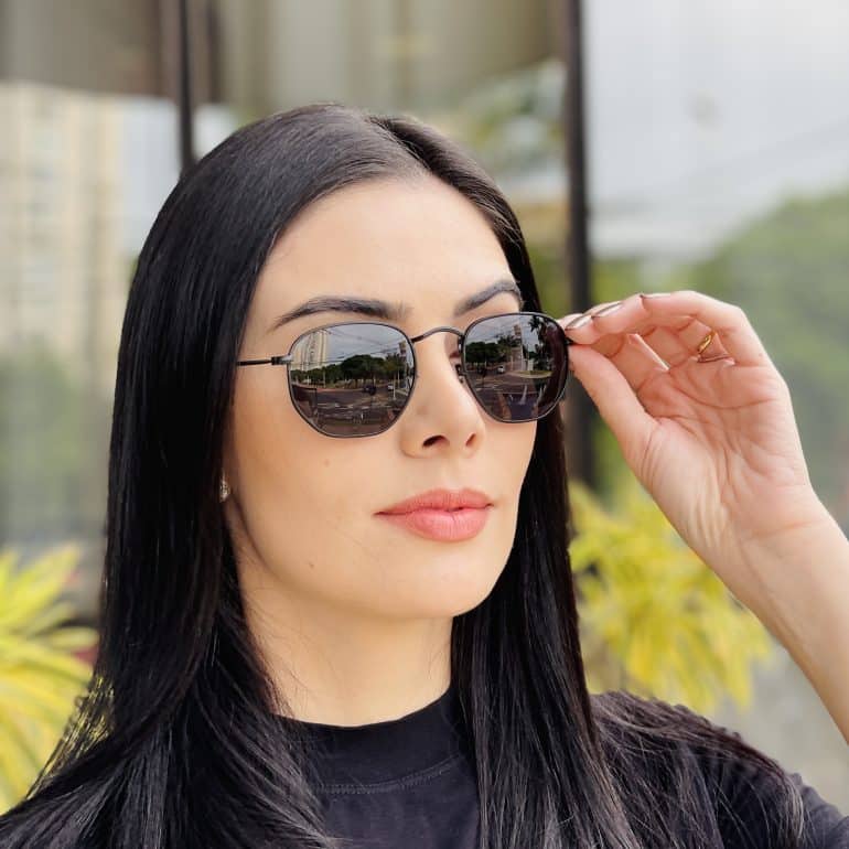 safine com br oculos de sol feminino hexagonal preto camila 1